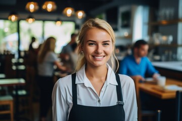 Smiling portrait of a young female barista
