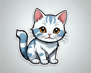 Obraz premium Cute cartoon cat illustration with a white background.