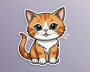 Cute cartoon cat with orange and white fur, blue eyes, and a happy expression.