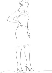 Fashion Woman Abstract Line Art Drawing. Woman in Trendy Linear Style Art Design for Posters, Prints, Social Media. Vector illustration