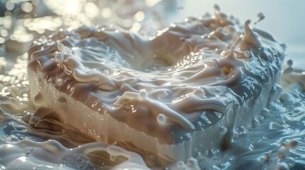 Heart shaped milk splash isolated  