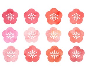 水彩の和柄　梅柄