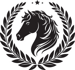 Obraz premium horse laurel wreath,elegant vector style,silhouette vector,black and white color