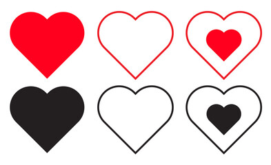  Heart Shapes in Different Styles and Colors.Red and Black Heart Designs.
