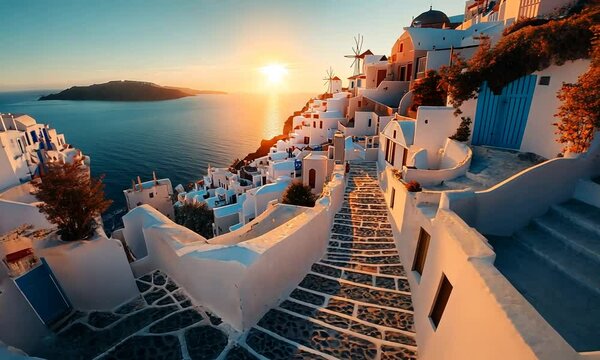 Sunset over Santorini, Greece