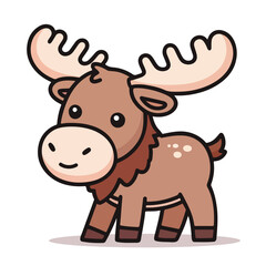 Fototapeta premium Adorable Playful Moose Illustration in Flat Vector Design Cute Animal Graphic for Nature Lovers