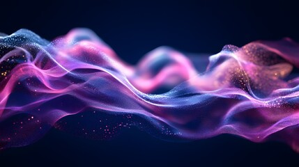 Abstract Purple and Blue Waves with Glittering Particles