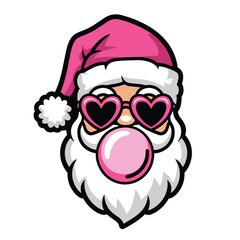 Cool Santa with Sunglasses and Bubblegum Illustration
