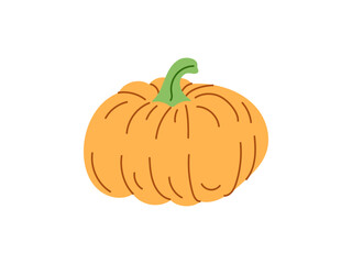 Vector flat style Halloween Illustration. Hand-drawn  pumpkin sketch isolated on white background. Element for labels, packaging and cards design.