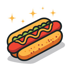Delicious hot dog in flat style vector illustration
