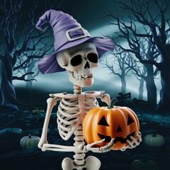 Halloween,Skeleton,Pumpkin,3D Ghost,Spooky,Halloween,Night