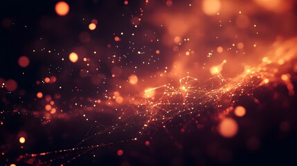 Fototapeta premium Abstract Red and Gold Bokeh Background with Sparkles and Network Texture
