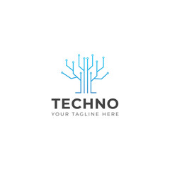 Creative Technology Tree logo design template