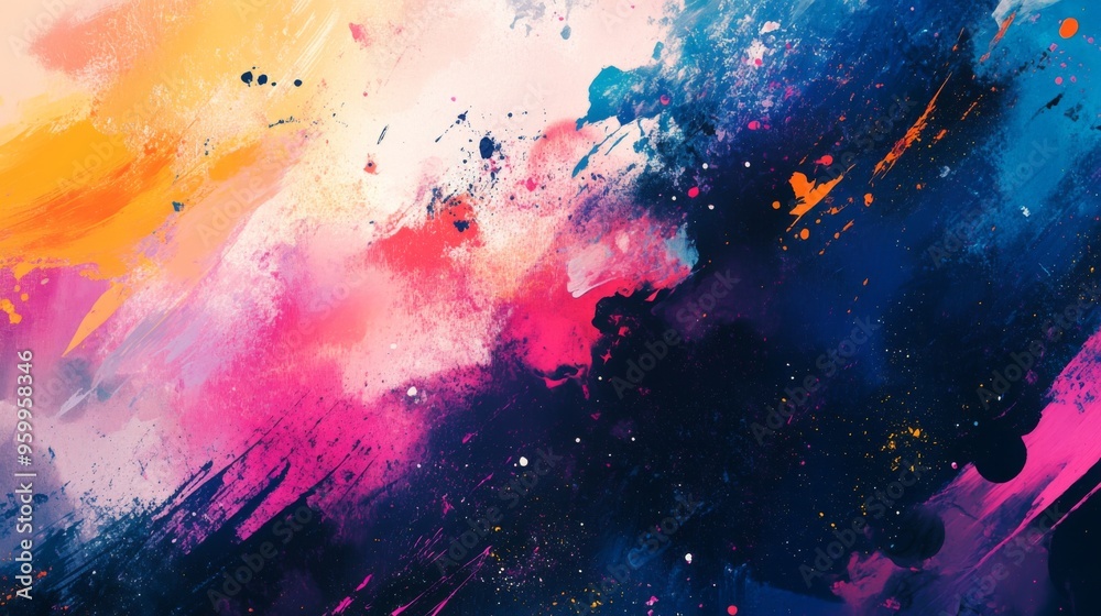 Aufkleber a vibrant abstract background with splashes of watercolor and bold brush strokes, creating an artist