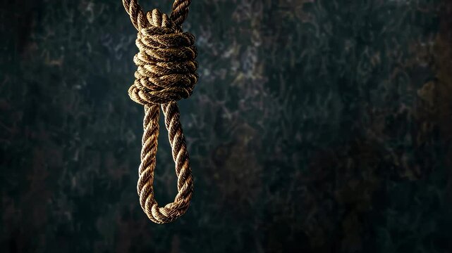 Rope noose on a dark background, symbolizing death and despair