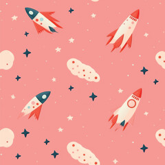 Playful rocket ship pattern