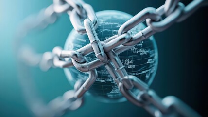 Corporate debt visualized as chains wrapping around a globe, with forecast projections offering pathways to relief