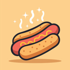 Delicious hot dog in flat style vector illustration