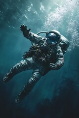 Fototapeta premium Astronaut diving digital art generative ai