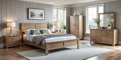 The modern Carlton bed frame takes center stage in a cozy bedroom, surrounded by a harmonious set of