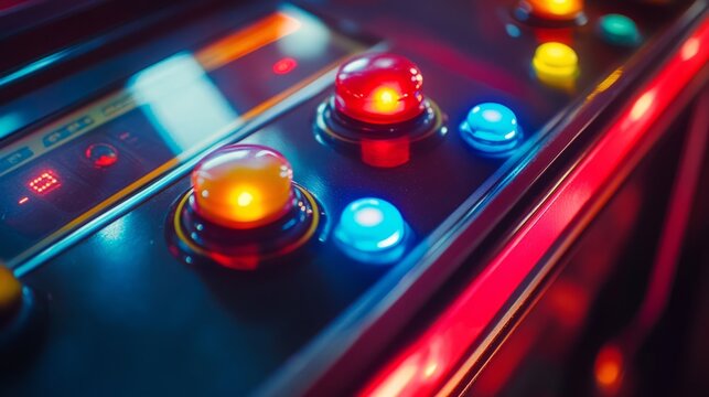 Retro Arcade Machine: Vibrant Buttons & Glowing Joystick - Experience the Nostalgia