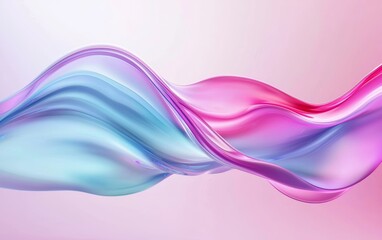 Colorful iridescent wave flowing in mid-air, abstract fluid design, 3D illustration