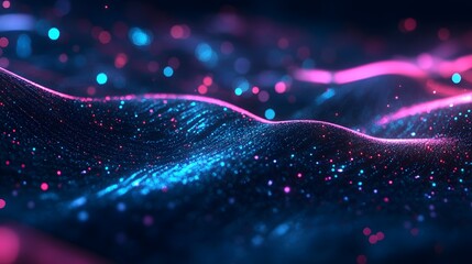 Abstract Dark Blue and Pink Glitter Background with Bokeh Lights
