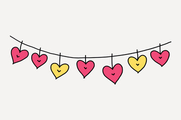 Colorful heart garland illustration