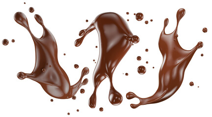 set of chocolate splashes isolated on the white background. Clipping path