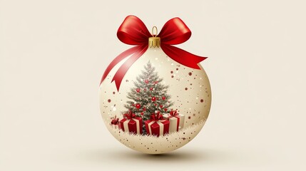 Exquisite Christmas decorations featuring a Christmas tree and gifts, showcasing intricate design elements. Colorful and very suitable for holiday decoration and greeting cards.