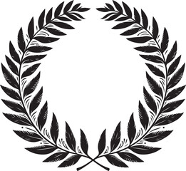 Obraz premium laurel wreath,vector art,symmetrical leaves, elegant, clean lines,vector style,silhouette vector,black and white color