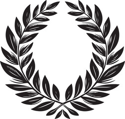 Obraz premium laurel wreath,vector art,symmetrical leaves, elegant, clean lines,vector style,silhouette vector,black and white color