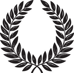 Obraz premium laurel wreath,vector art,symmetrical leaves, elegant, clean lines,vector style,silhouette vector,black and white color