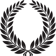 Obraz premium laurel wreath,vector art,symmetrical leaves, elegant, clean lines,vector style,silhouette vector,black and white color
