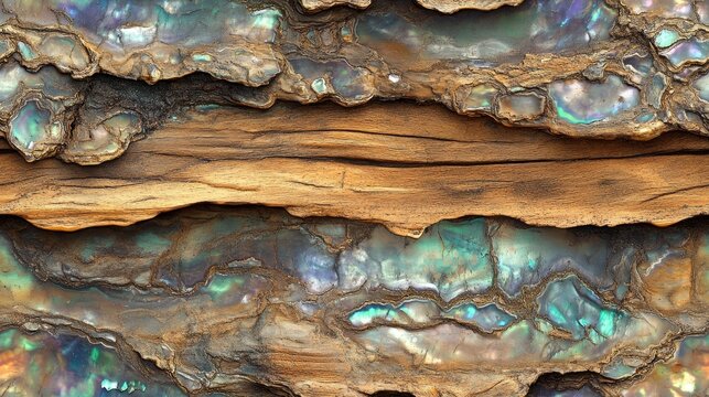 High resolution texture mapping showcases the exquisite combination of abalone shell and wood material, showcasing the rainbow pattern of abalone shell and the natural texture of wood