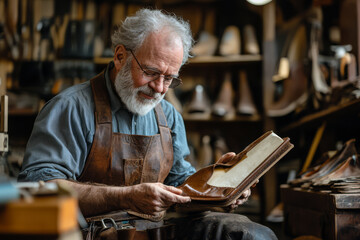 Cobbler Restoring Leather Shoes