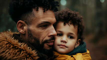 Obraz premium Father Giving Son High Five. Parent Child Relation