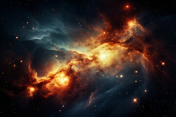 Stunning view of a vibrant nebula filled with swirling gases and bright stars in the cosmos