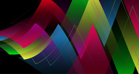 Obraz premium Vibrant Geometric Patterns with Colorful Triangles on Dark Background