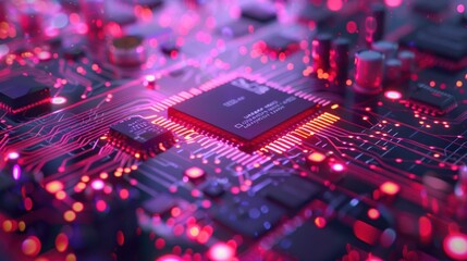 Glowing Circuit Board with Integrated Chip