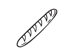 French baguette hand drawn outline doodle icon. Bread loaf vector isolated sketch illustration