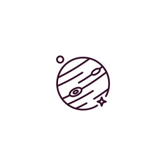 jupiter with satellite outline icon. Linear vector from astronomy concept. Thin line jupiter with satellite icon isolated on white background
