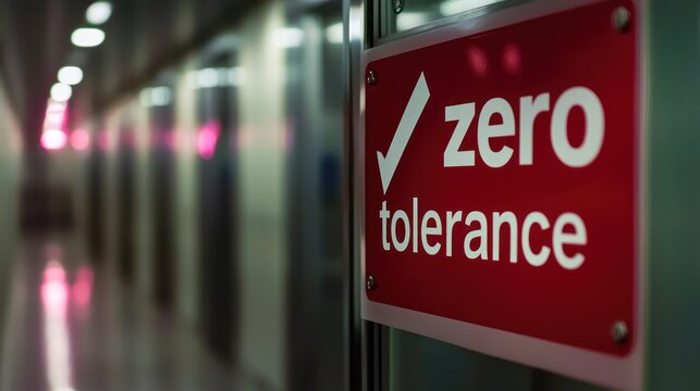 A workplace poster with a "zero tolerance" policy on harassment or discrimination.