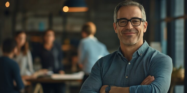 In a dynamic workspace, a cheerful professional engages with colleagues, highlighting the importance of positivity, creativity, and open communication for success and collaboration among teams