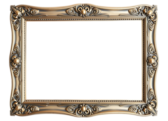 Metal frame in baroque style isolated on transparent background
