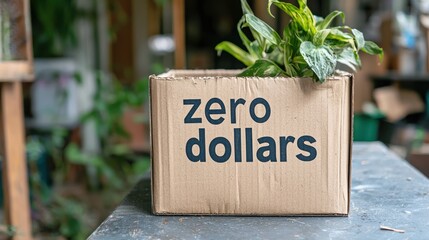 A donation box with a "zero dollars" sign, highlighting a need for contributions.