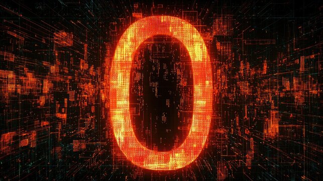 A large, bold number zero in the center of a digital screen, symbolizing a countdown or start.
