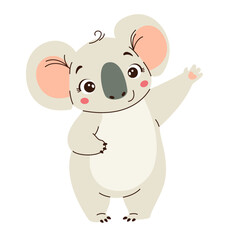 Flat vector illustration in children's style. Cute koala waving his paw on white background . Vector illustration © Alena