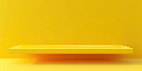 yellow podium minimal for place product on yellow wall and floor