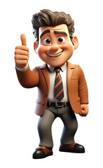 3d businessman character with ok finger symbol, isolated on transparent background, generated ai